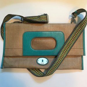 BEAUTIFUL FOSSIL KEY-PER WAXED CANVAS FOLDING MESSENGER BAG